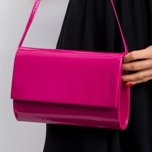 Fuchsia patent eco leather clutch bag