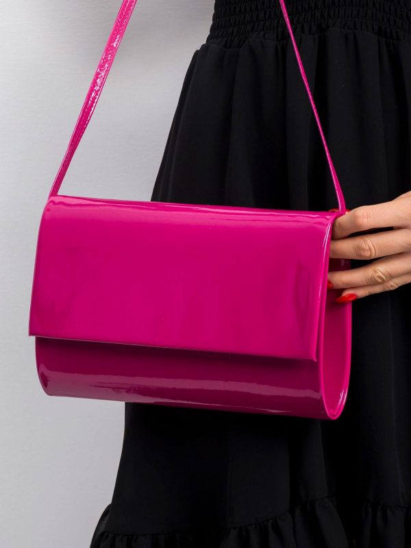 Fuchsia patent eco leather clutch bag