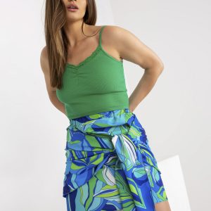 Blue-green mini pencil skirt with binding RUE PARIS