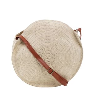 Beige round braid bag