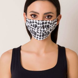 White and black protective mask with pattern