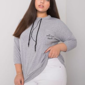 Grey melange cotton plus size sweatshirt Shelly