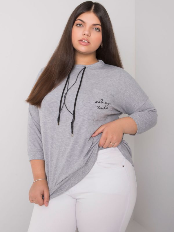 Grey melange cotton plus size sweatshirt Shelly