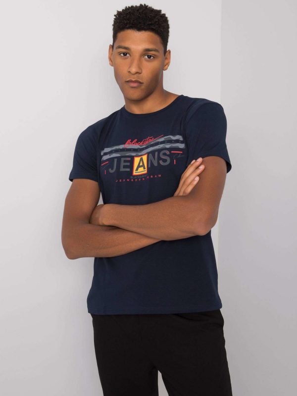 Navy blue t-shirt for men with round neck Royce