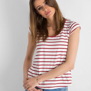 White and burgundy striped t-shirt