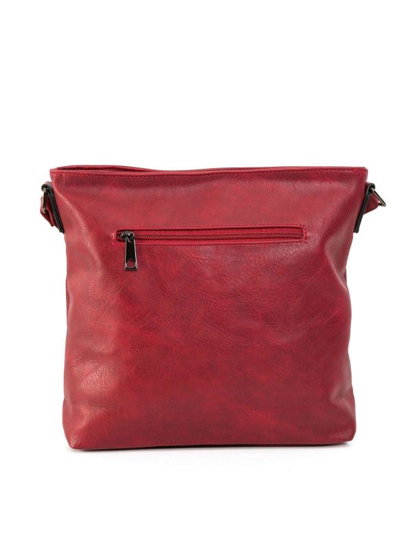 Dark red handbag with strap