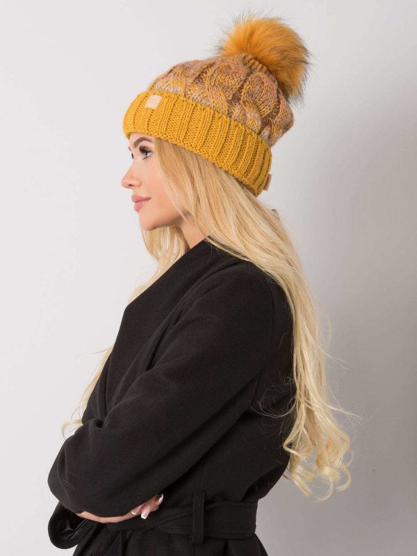 Yellow winter hat with tassel Ally RUE PARIS