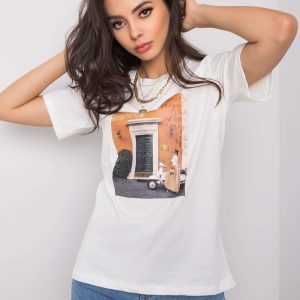 White t-shirt with Gloria print