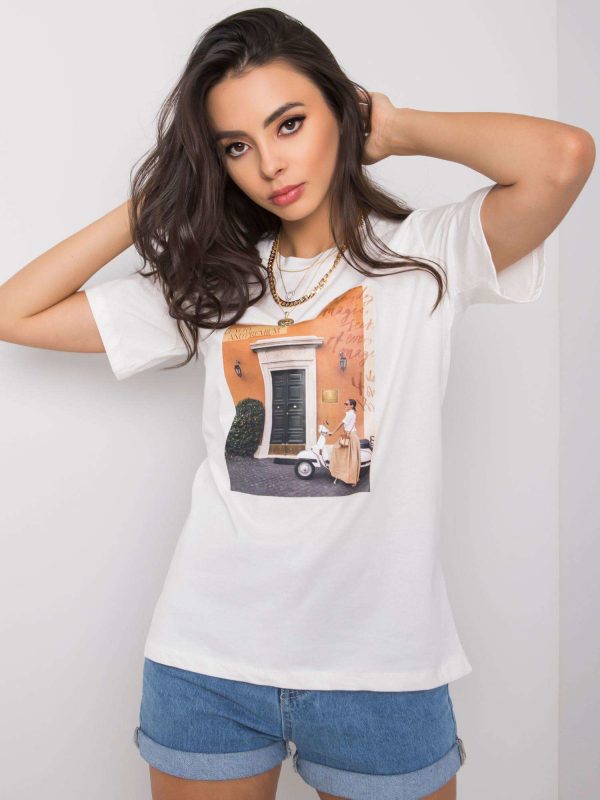 White t-shirt with Gloria print