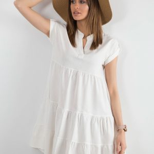 Dress with ruffle white