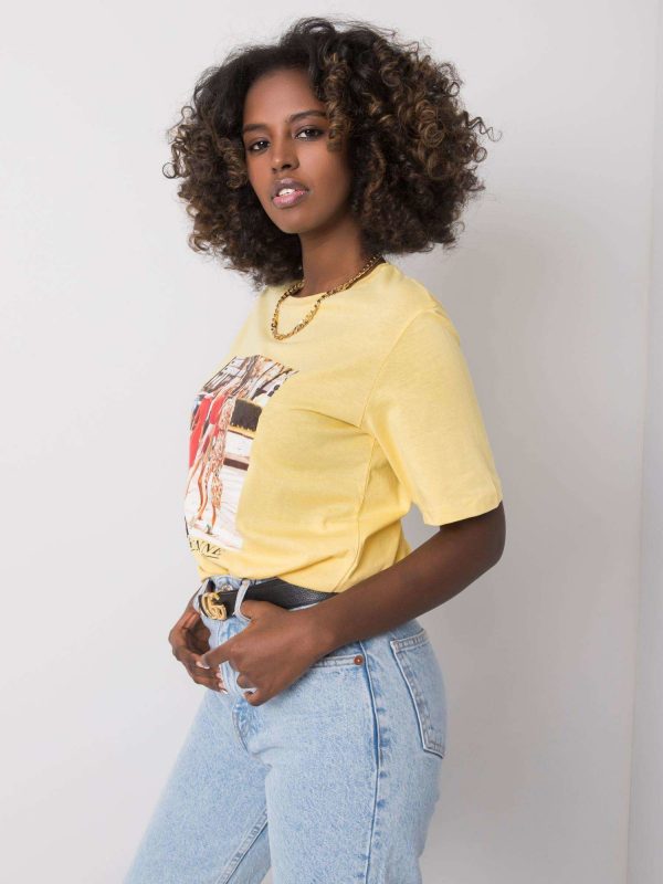 Yellow T-shirt with print by Joelle