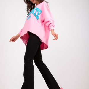 Pink and Blue Cotton Oversize Hoodless Sweatshirt