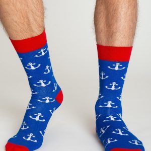 Dark Blue Patterned Men's Socks