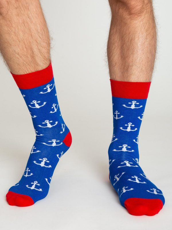 Dark Blue Patterned Men's Socks