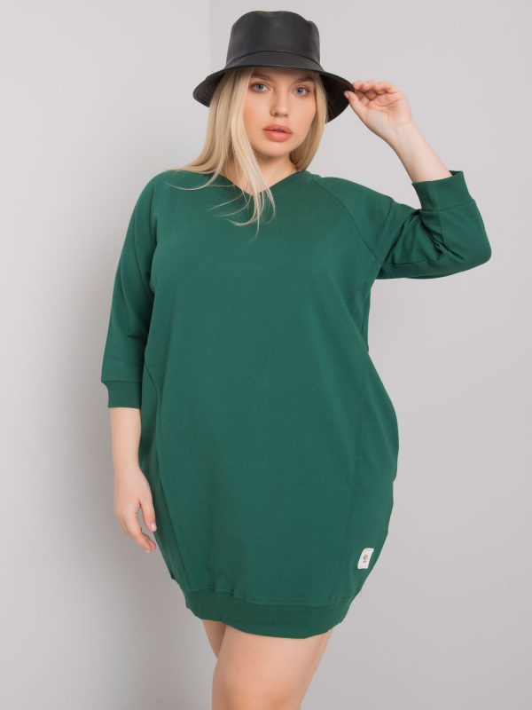 Dark Green Cotton Plus Size Karissa Dress