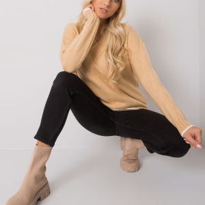 Camel V-neck sweater Girona RUE PARIS