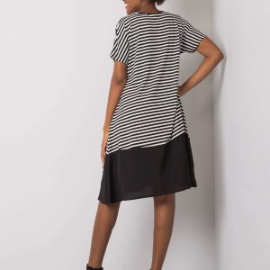 White and black Maurisa striped dress