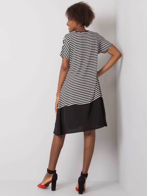 White and black Maurisa striped dress