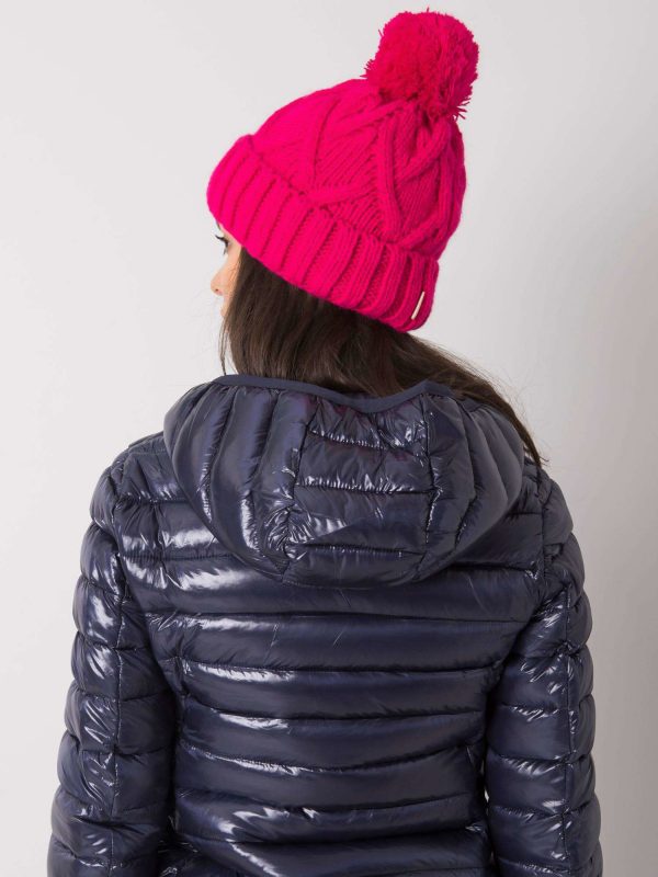 Pink winter hat with pompom