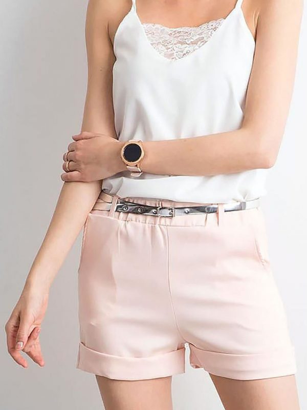 Light pink women's shorts with belt