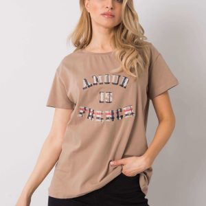 Dark beige t-shirt with Elani inscription