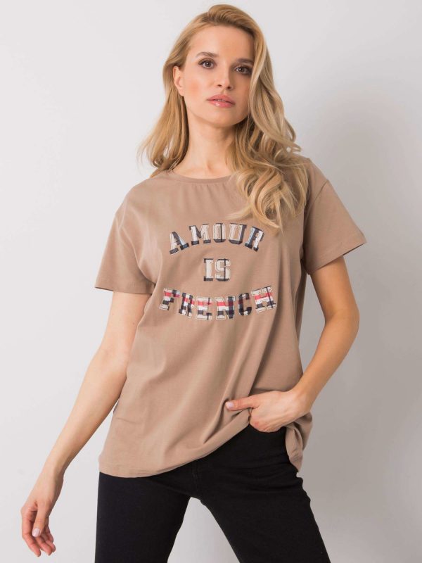 Dark beige t-shirt with Elani inscription