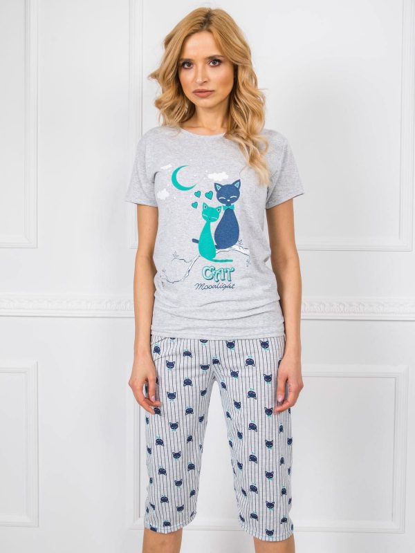 Women's Grey Cotton Pyjamas