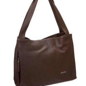 Dark brown genuine leather bag BADURA