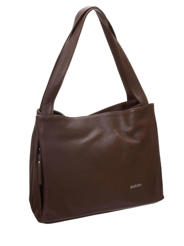 Dark brown genuine leather bag BADURA