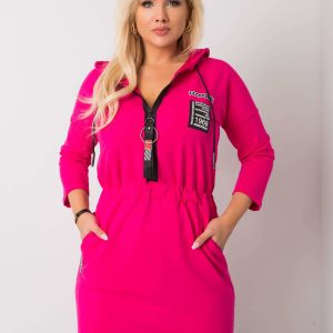 Cheryl Fuchsia Plus Size Hooded Dress