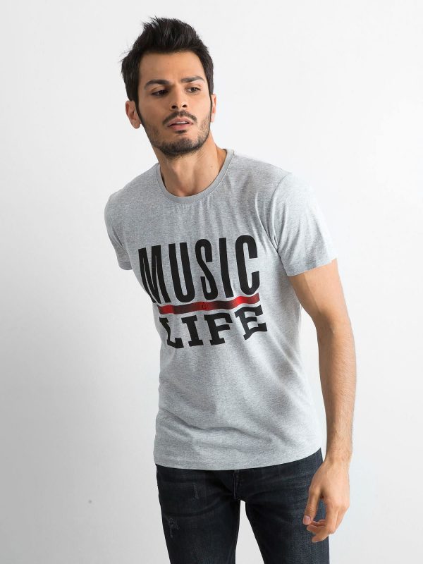 Men's cotton t-shirt with print grey