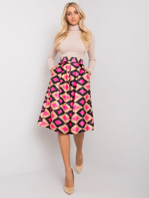 Beige and pink skirt with patterns of Alcantara