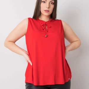 Red plus size blouse with viscose Nuka