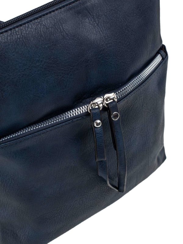 Navy blue eco leather ladies handbag