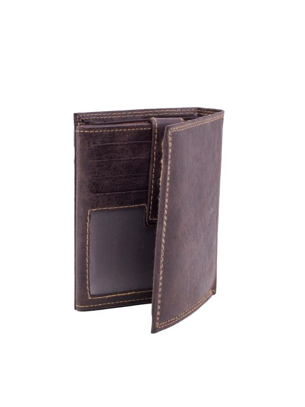 Men's wallet leather without clasp dark brown