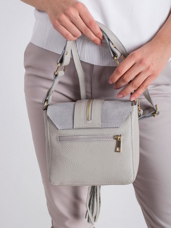 Light Grey Small Leather Handbag