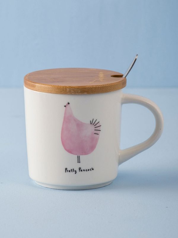 Ecru Printed Mug with Spoon