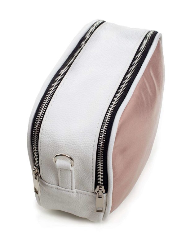 White and pink bag with detachable strap