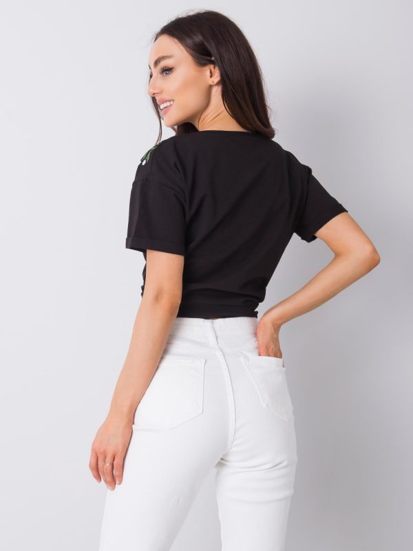 Black t-shirt with embroidery Quincy