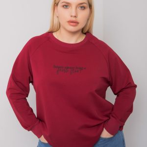 Burgundy plus size sweatshirt with Marlow inscription