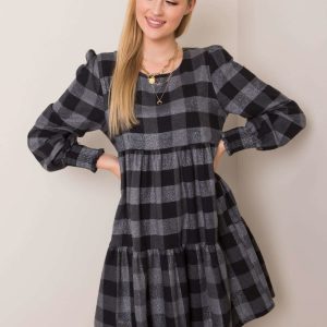 Saffron Grey Black Flannel Dress