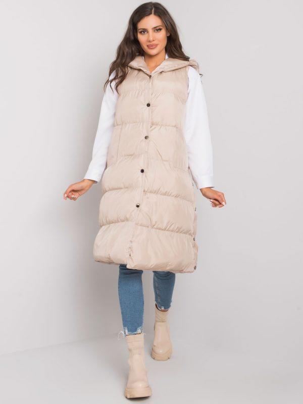 Beige quilted vest with hood Chase