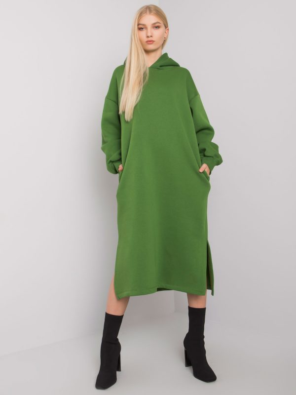 Green Christel Hooded Sweatshirt Dress