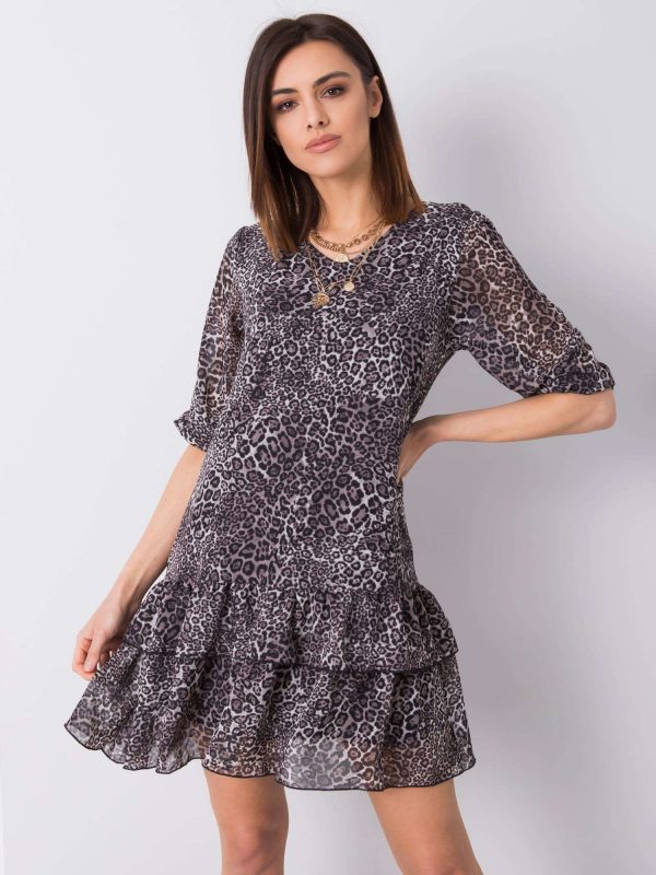 Grey dress with prints Antonella RUE PARIS