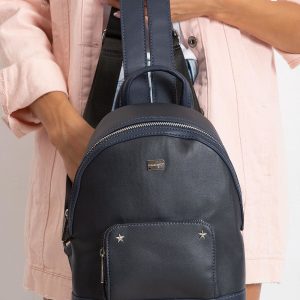 Navy Blue Women's Eco-Leather Backpack