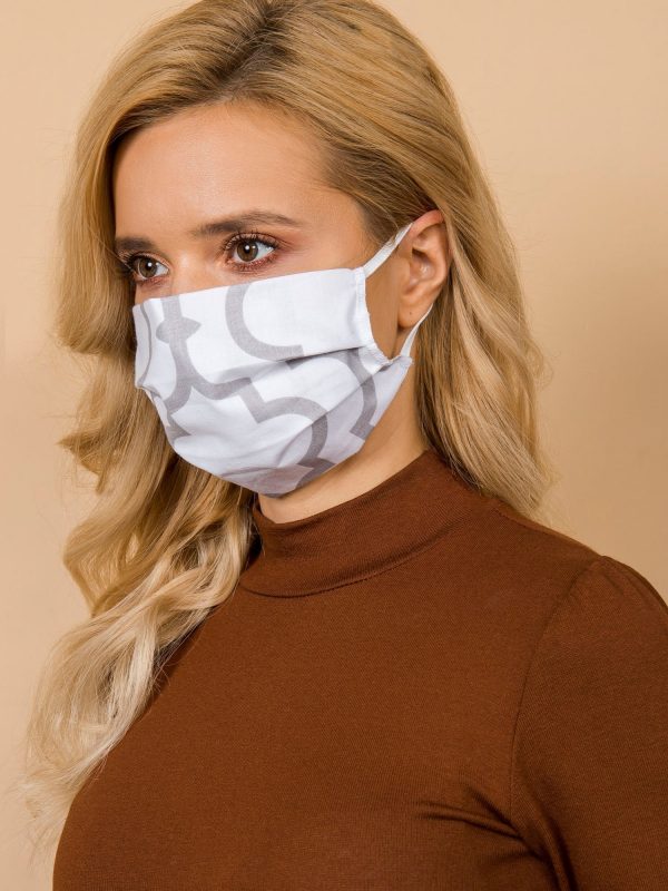 White and grey cotton mask