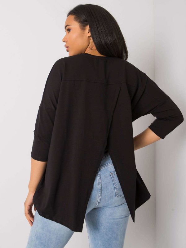 Black plus size blouse with Luigina applique