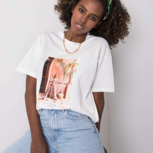 White T-shirt with print by Liv