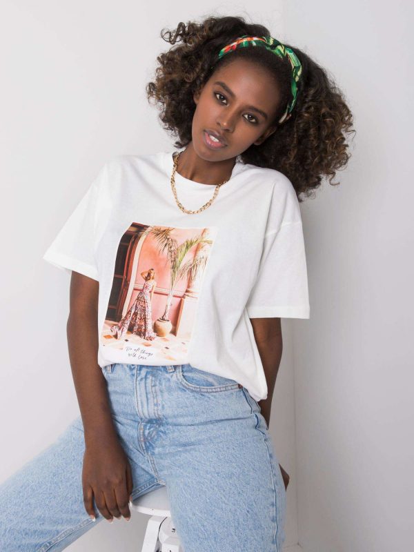 White T-shirt with print by Liv