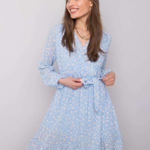 Blue dress with ruffle Eunika OCH BELLA